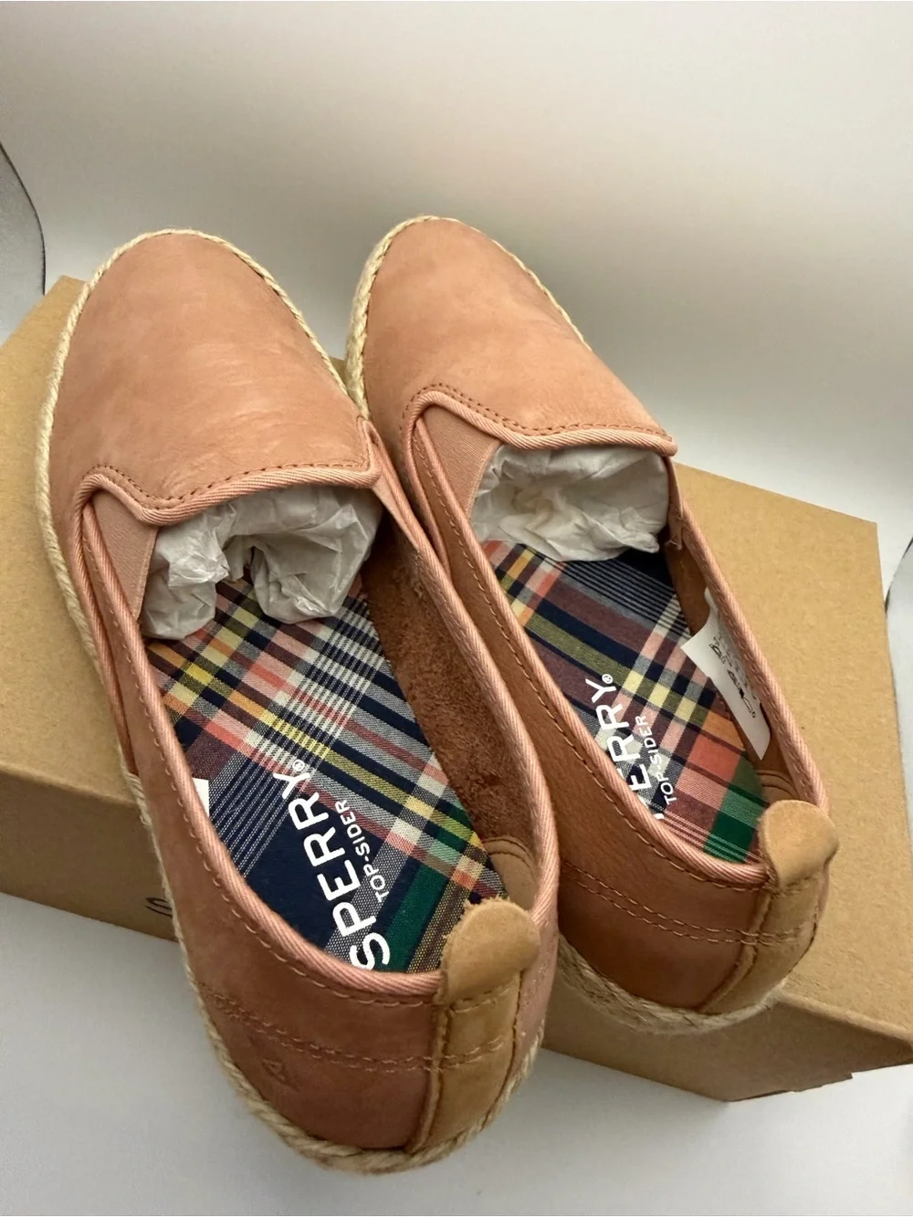 New in Box Sperry Women's Size 5 Blush Pink Sailor Espadrilles Summer Hemp